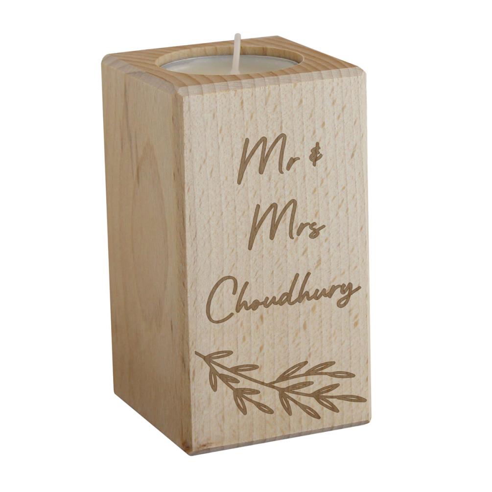 Personalised Botanical Wooden Tealight Holder £11.69